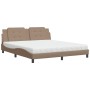 Cama con colchón cuero sintético capuchino 180x200 cm