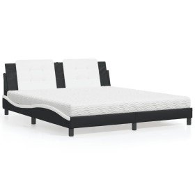 Cama con colchón cuero sintético negro y blanco 180x200 cm en Camas y somieres | Comprar online en Foro24