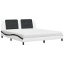 Cama con colchón cuero sintético blanco y negro 180x200 cm