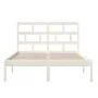 White solid wood bed frame 150x200 cm by vidaXL, Beds and slatted bases - Ref: Foro24-3101224, Price: 135,24 €, Discount: %