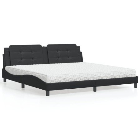 Cama con colchón cuero sintético negro 200x200 cm en Camas y somieres | Comprar online en Foro24