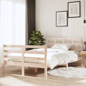 Small solid wood double bed frame 120x190 cm by vidaXL, Beds and slatted bases - Ref: Foro24-3101253, Price: 123,25 €, Discou...