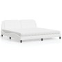 Cama con colchón cuero sintético blanco 200x200 cm