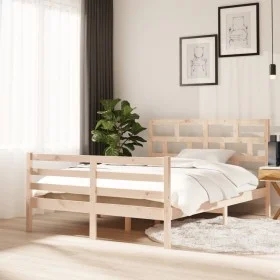 Solid pine wood bed frame 140x200 cm by vidaXL, Beds and slatted bases - Ref: Foro24-3101283, Price: 127,04 €, Discount: %