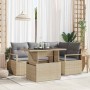 Conjunto de sofá de jardín con cojín 5 pcs beige y gris claro
