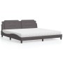 Cama con colchón cuero sintético gris 200x200 cm
