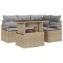 Conjunto de sofá de jardín con cojín 5 pcs beige y gris claro