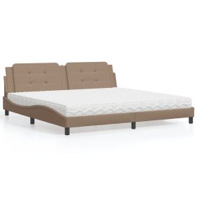 Cama con colchón cuero sintético capuchino 200x200 cm Cama con colchón cuero sintético capuchino 200x200 cm