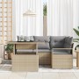 Conjunto de sofá de jardín con cojín 5 pcs beige y gris claro