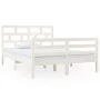 Weißer Doppelbettrahmen aus Massivholz, 135 x 190 cm von vidaXL, Betten und Lattenroste - Ref: Foro24-3101259, Preis: 146,69 ...