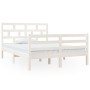 White solid wood double bed frame 135x190 cm by vidaXL, Beds and slatted bases - Ref: Foro24-3101259, Price: 153,11 €, Discou...