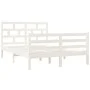 Weißer Doppelbettrahmen aus Massivholz, 135 x 190 cm von vidaXL, Betten und Lattenroste - Ref: Foro24-3101259, Preis: 146,69 ...