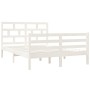 White solid wood double bed frame 135x190 cm by vidaXL, Beds and slatted bases - Ref: Foro24-3101259, Price: 153,11 €, Discou...