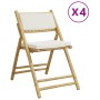 Sillas de bistró plegables con cojines 4 uds bambú blanco crema