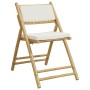 Sillas de bistró plegables con cojines 4 uds bambú blanco crema