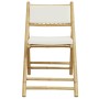 Sillas de bistró plegables con cojines 4 uds bambú blanco crema