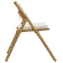 Sillas de bistró plegables con cojines 4 uds bambú blanco crema