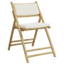 Sillas de bistró plegables con cojines 6 uds bambú blanco crema