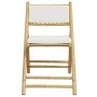 Sillas de bistró plegables con cojines 6 uds bambú blanco crema