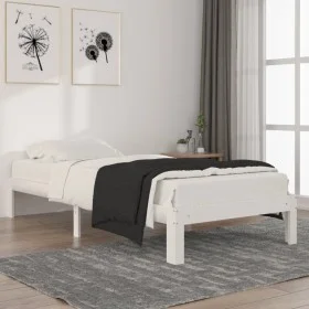 Estructura de cama madera maciza de pino blanco 90x200 cm de vidaXL, Camas y somieres - Ref: Foro24-810351, Precio: 77,52 €, ...