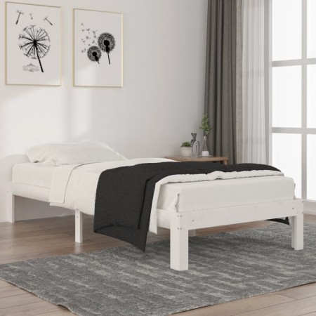 Estructura de cama madera maciza de pino blanco 90x200 cm de vidaXL, Camas y somieres - Ref: Foro24-810351, Precio: 78,35 €, ...