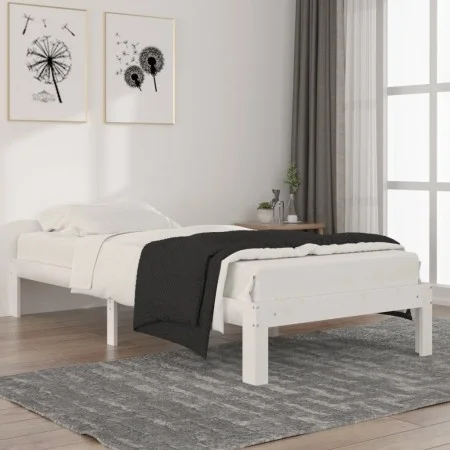 Estructura de cama madera maciza de pino blanco 90x200 cm de vidaXL, Camas y somieres - Ref: Foro24-810351, Precio: 77,42 €, ...