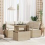 Conjunto de sofá de jardín 5 pcs beige y crema 100 x 55 x 73 cm