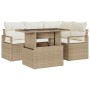 Conjunto de sofá de jardín 5 pcs beige y crema 100 x 55 x 73 cm