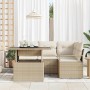 Conjunto de sofá de jardín 5 pcs beige y crema 100 x 55 x 73 cm