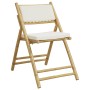 Juego de bistró plegable con cojines 5 pzas bambú blanco crema