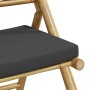 Juego de bistró plegable con cojines 5 pzas bambú gris oscuro