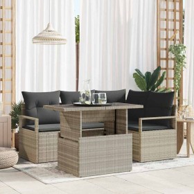 Conjunto de sofá de jardín 5 pcs Gris claro 100 x 55 x 73 cm