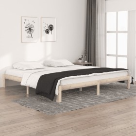 Estructura de cama madera maciza de pino 200x200 cm