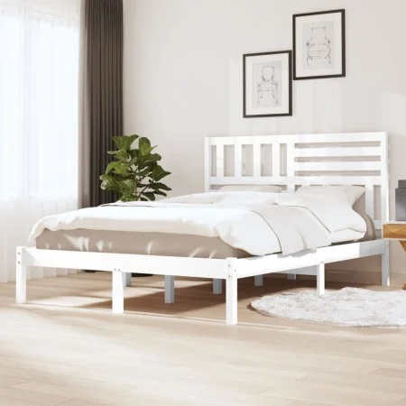 White solid pine wood bed frame 140x200 cm by vidaXL, Beds and slatted bases - Ref: Foro24-3101024, Price: 141,64 €, Discount: %