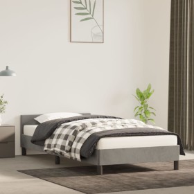 Hellgrauer Samtbettrahmen mit Kopfteil 100 x 200 cm von vidaXL, Betten und Lattenroste - Ref: Foro24-347555, Preis: 90,23 €, ...