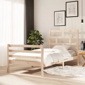 Solid pine wood bed frame 100x200 cm by vidaXL, Beds and slatted bases - Ref: Foro24-3101273, Price: 107,04 €, Discount: %