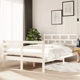 Estructura de cama madera maciza de pino blanco 120x200 cm de vidaXL, Camas y somieres - Ref: Foro24-3101279, Precio: 133,61 ...