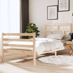 Estructura de cama individual de madera maciza 90x190 cm