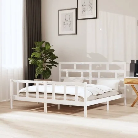 Estructura de cama madera maciza de pino blanco 200x200 cm de vidaXL, Camas y somieres - Ref: Foro24-3101369, Precio: 167,37 ...
