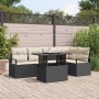 Conjunto de sofá de jardín 6 pcs Negro y crema 100 x 55 x 73 cm