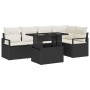 Conjunto de sofá de jardín 6 pcs Negro y crema 100 x 55 x 73 cm