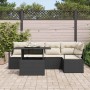 Conjunto de sofá de jardín 6 pcs Negro y crema 100 x 55 x 73 cm