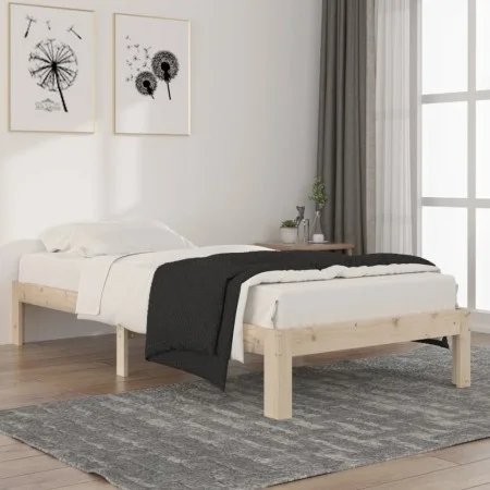 Solid pine wood bed frame 90x200 cm by vidaXL, Beds and slatted bases - Ref: Foro24-810350, Price: 65,91 €, Discount: %