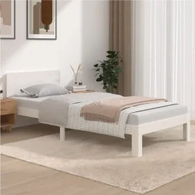 Massives Bettgestell aus weißem Kiefernholz, 90 x 200 cm von vidaXL, Betten und Lattenroste - Ref: Foro24-810481, Preis: 93,1...