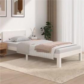 Massives Bettgestell aus weißem Kiefernholz, 90 x 200 cm von vidaXL, Betten und Lattenroste - Ref: Foro24-810481, Preis: 94,3...