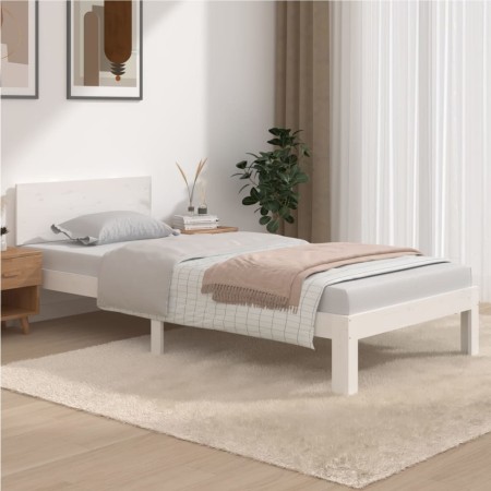 Massives Bettgestell aus weißem Kiefernholz, 90 x 200 cm von vidaXL, Betten und Lattenroste - Ref: Foro24-810481, Preis: 94,3...