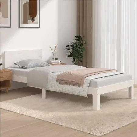 Solid white pine wood bed frame 90x200 cm by vidaXL, Beds and slatted bases - Ref: Foro24-810481, Price: 93,11 €, Discount: %