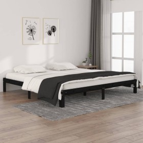 Estructura de cama de madera maciza de pino negro 200x200 cm