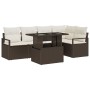 Conjunto de sofá de jardín con cojín 6 pcs Marrón y crema
