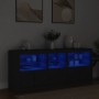 Aparador con luces LED negro 162x37x67 cm
